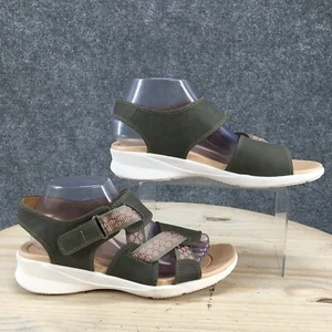 Croft & Barrow Sandals Womens 9.5 M Strappy Slingback Gray Faux Leather Open Toe - Picture 1 of 22