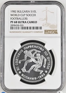 Bulgaria 1982 10 leva NGC PF68 UCAM Football World Cup in Spain Players RARE!! - Picture 1 of 2