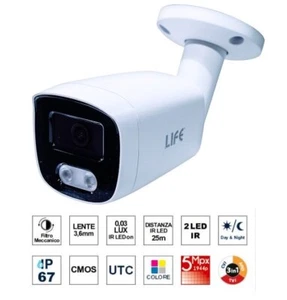 Telecamera Bullet 3in1 AHD,5Mpx IP67 L.3,6mm, 2 LEDx42µ,CMOS1/3" F37P+FH8538M,UT - Foto 1 di 1