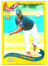 2002 Topps Chrome #163 CC Sabathia Gold Refractor Rookie Cup Cleveland Indians