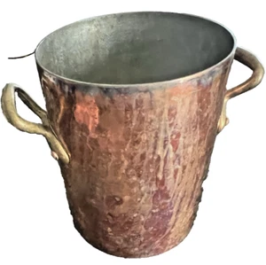 Olla de herramientas de sopa de cobre martillado pesado vintage francesa rara hecha en Francia - Imagen 1 de 9