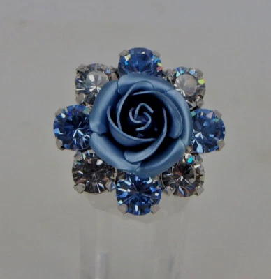 Anton Hübner Vintage Damenring blaue Rose Swarovski Elements (60576) - Bild 1 von 4