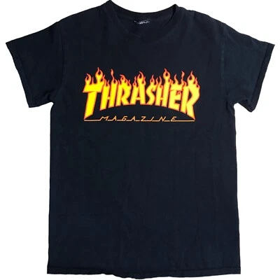 Thrasher Skateboard Magazine Mens Black Flame Logo Short Sleeve T Shirt Adult S - Image 1 of 4