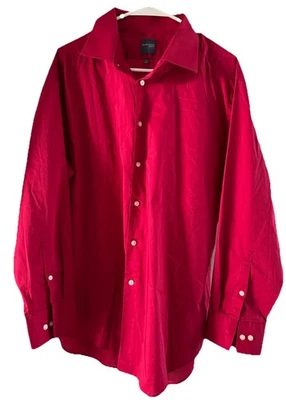 Camisa de vestir para hombre roja Madison calce ajustado con botones manga larga talla XL Foto 1 de 3