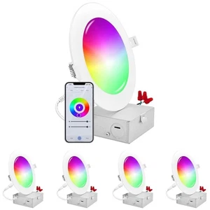 Luxrite 6 Inch Smart LED Recessed Light RGBW Color Changing WiFi App 4-Pack - Picture 1 of 7