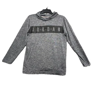 Air Jordan Hoodie Youths XL Gray Dri Fit Spellout Logo Long Sleeve Pullover - Picture 1 of 6