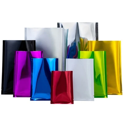 Open Top Heat Seal Aluminum Foil Bags Vacuum Storage Mylar Food Bags Pouches - Image 1 of 4