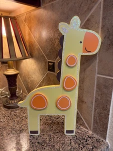 Wooden 15” Giraffe Nursery Wall Decoration With Glitter Details - Picture 1 of 6