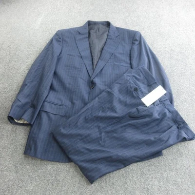 Ermenegildo Zegna Trofeo 600 Suit Mens 56L Blue Pinstripe Wool Silk 2pc - Image 1 of 4