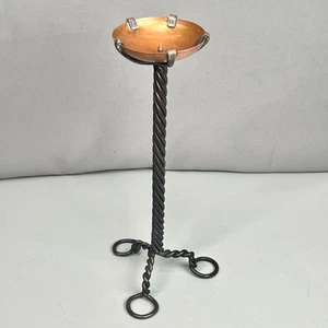 Vtg Braided Iron Copper Mission Stickley Pillar Candle Holder Arts Crafts 12" - Picture 1 of 8