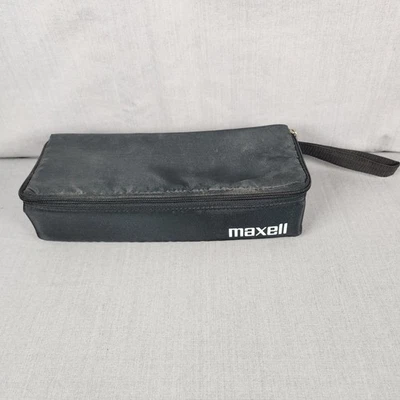Maxell by Case Logic Cassette Tape 15 Portable Storage Zipper Nylon Black Vtg - Image 1 of 4