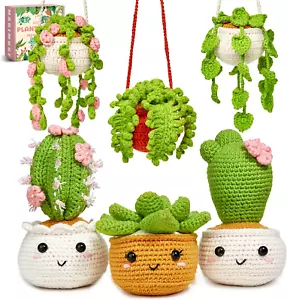 Beginner Crochet Kit with Video Tutorials - Amigurumi Hanging Plants Set - Picture 1 of 12