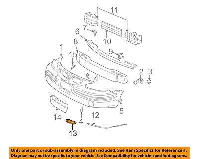 Pontiac GM OEM 99-05 Grand Am-Bumper moldura derecha 22653366 Foto 1 de 2