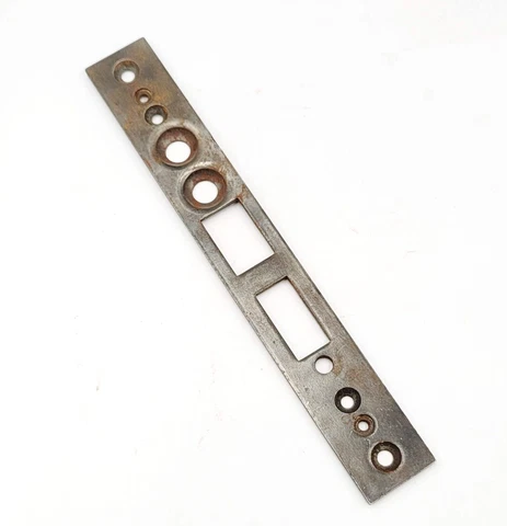 Antique Cast Iron Gray Mortise Door Lock Repair Part Face Plate Only 8" x 1 1/8" Cover