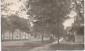 Angola Maumee Street East dalla chiesa cristiana 1910 IN - Foto 1 di 2