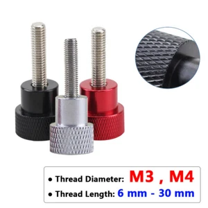 M3 M4 Knurled Thumb Screw with collar High Type Stainless Steel Red Black Silver - Picture 1 of 12