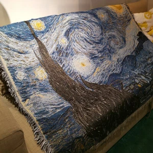 L-XL Van Gogh Starry Night Painting Cotton Blanket Throw Wall Hanging Tapestry - Bild 1 von 5