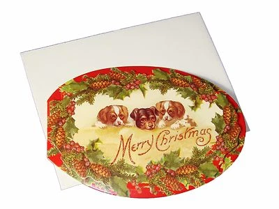Punch Studio 10 3D Die-Cut Christmas Cards & Envelopes Puppy Trio 60808 5" x 3.5 - Image 1 of 4