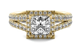 Anillo de compromiso de diamantes talla princesa cultivado en laboratorio HALO SPLIT SHANK 1,95 quilates H VS1 - Imagen 1 de 6