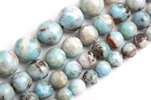 Perline Larimar Blu Morbide Originali A Rotonde Perline Sciolte 6/8/10/12MM - Foto 1 di 4