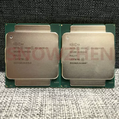  Matching pair Intel Xeon E5-2630V3 CPU 8-Core 2.4GHz SR206 LGA 2011-3 Processor - Image 1 of 2