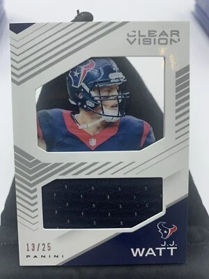 2015 Panini Clear Vision /25 J.J. WATT Game Worn Jersey Patch Houston Texans Z13 - Image 1 of 2