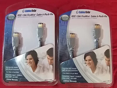CABLES TO GO IEEE 1394 Firewire Cables 6-PIN/6-PIN 14.5 FT x2 - Image 1 of 4