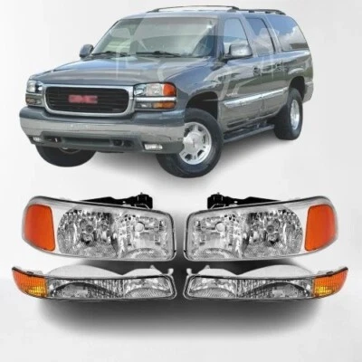 Front Headlight Assembly Kit For 1999-2006 GMC Sierra 1500 2001-2006 Sierra 3500 Foto 1 de 4