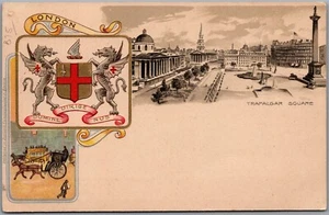 Postcard London England c1900s Tuck Heraldic Trafalgar Square Embossed - Bild 1 von 2