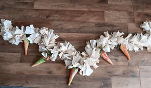 Prim Easter, 6' Tea-sta cotton, cutter quilt carrots rag garland Handmade - Picture 1 of 4
