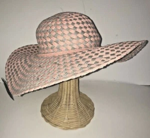 D&Y Floppy SunHat Coral Gray Womens New One Size Paper Straw Packable Crushable - Picture 1 of 9