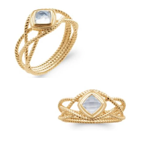 Bague CZ Aigue Marine Plaqué Or 18 Carats 750/1000 Tailles CHOIX - Photo 1/1