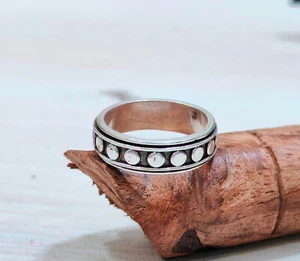 Anillo giratorio hecho a mano anillo de plata de ley 925 algunas tallas disponibles A934 - Imagen 1 de 4