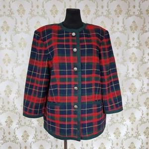 ORIGINAL SALZBURGER TRACHT TRARTAN JUMBO BUTTONS PADDED SHOULDER JACKET. SIZE XL - Picture 1 of 7