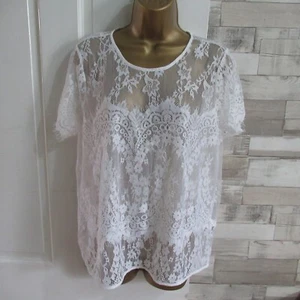 NEXT ● size 14 ● white lace see through blouse top womens ladies - Picture 1 of 6