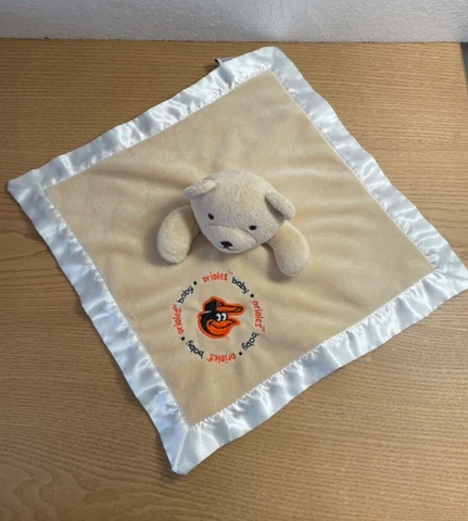 Baby Fanatic Baltimore Orioles Lovey Security Blanket Bear 13” Satin Edges Back Cover