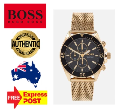 NEW HUGO BOSS OCEAN EDITION HB1513703 GOLD/BLACK CHRONOGRAPH MENS WATCH - image 1 of 4