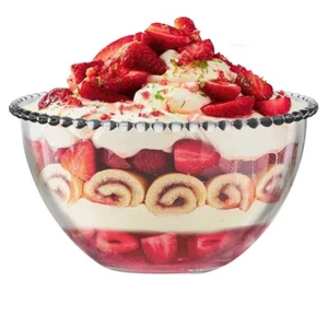 Large Beaded Glass Trifle Decorative Dessert Bowl Bella Perle Serving Bowl Party - Picture 1 of 5