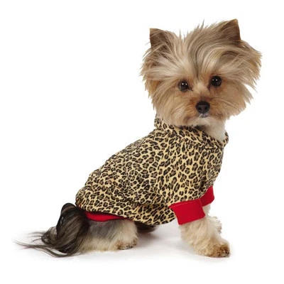 M. Isaac Mizrahi Leopardo Pullover Camiseta Mascota Perro Camisa Top Rojo Camiseta Sudadera con Capucha Foto 1 de 4