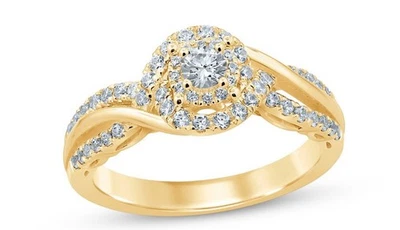 14k Yellow Gold Pre Owned 3/8 Ct tw Round Cut 6.5 Size Engagement Ring - Image 1 of 4