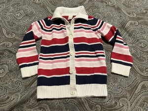 Gymboree Girls Shawl Collar Striped Cotton Cardigan Sweater Size 5-6 EUC - Picture 1 of 3