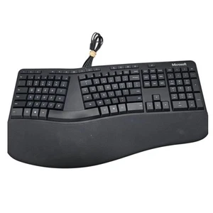 Teclado ergonómico USB con cable Microsoft modelo con elevador 1878 LXM-00001 funciona - Imagen 1 de 11