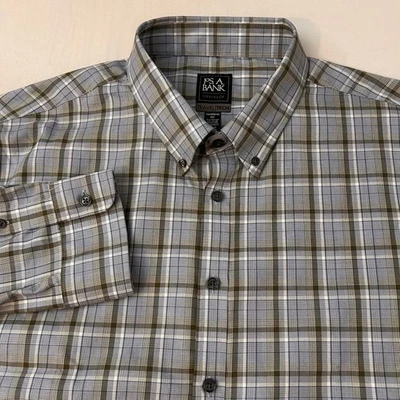 Camisa Jos A Bank Para Hombre XXL A Medida A Cuadros Viajero TravelTech Abotonada Nueva Con Etiquetas Foto 1 de 4