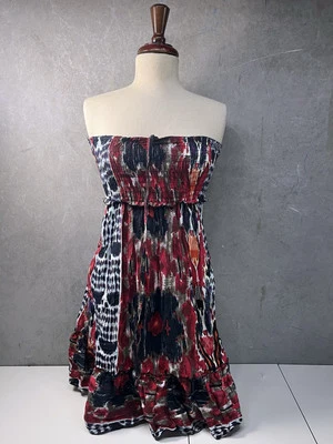 Mini Vestido Blue Island Sin Tirantes Pequeño Rojo Floral Viaje Crucero Resort Ropa Foto 1 de 4