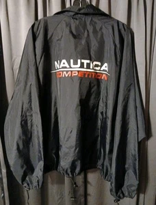 Vintage Nautica Competition Jacket Mens Black Windbreaker Zip Up One size - Picture 1 of 7