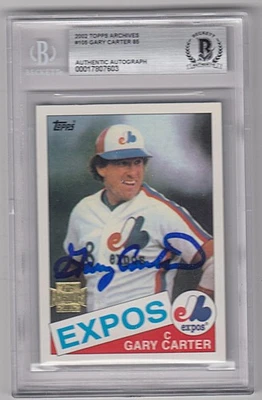 2002 Topps Archives Gary Carter Expos SIGNED AUTOGRAPHED # 105 Beckett Authentic - Image 1 of 2