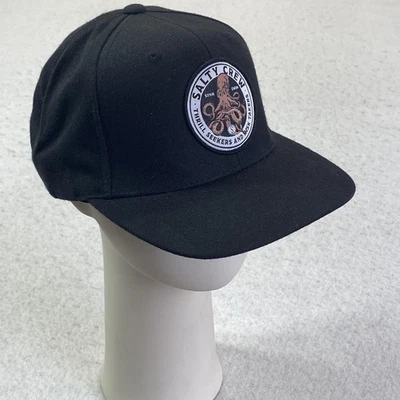 Salty Crew Hat Cap Snap Back Black Patch Thrill Seekers Octopus Mens Wool Blend - Image 1 of 4