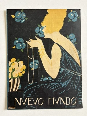 Antique Art Deco Nuevo Mundo Cover – Elegant Woman with Pearls by G. Pérez - Image 1 of 2
