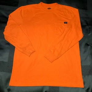 Dickies Medium Orange Long Sleeve Work Shirt Front Pockets - Picture 1 of 6
