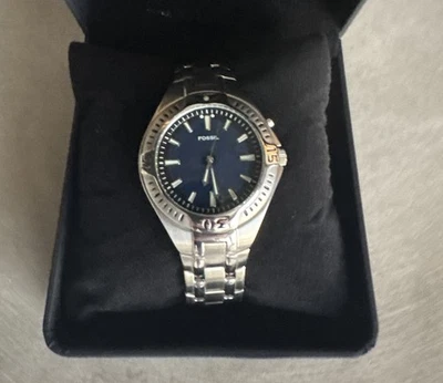 Fossil Blue AM-3539 2 Change Color Dial Stainless steel Watch New Battery - Image 1 of 4